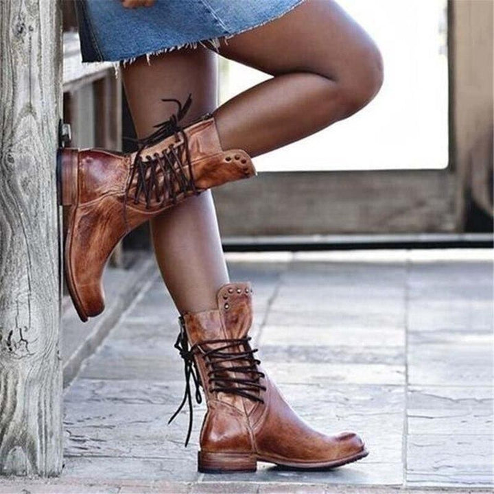 Amaya™ - Bottines en cuir vintage à lacets