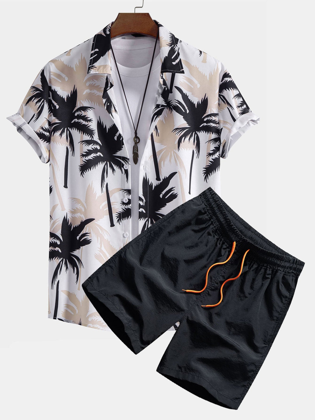 Palm Tree Imprimer Butt Up Shirts et Swim Shorts