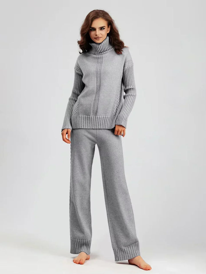 Scarlett | Ensemble de Pull en Tricot Col Montant Chic et Pantalons Amples