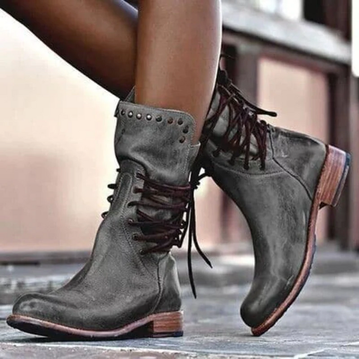 Amaya™ - Bottines en cuir vintage à lacets