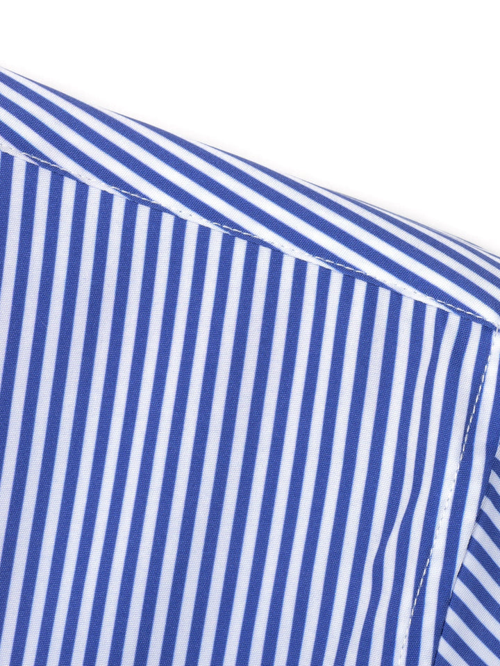 Chemise à rayures à manches longues avec boutons & Pantalon droit à taille élastique