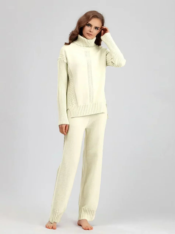 Scarlett | Ensemble de Pull en Tricot Col Montant Chic et Pantalons Amples