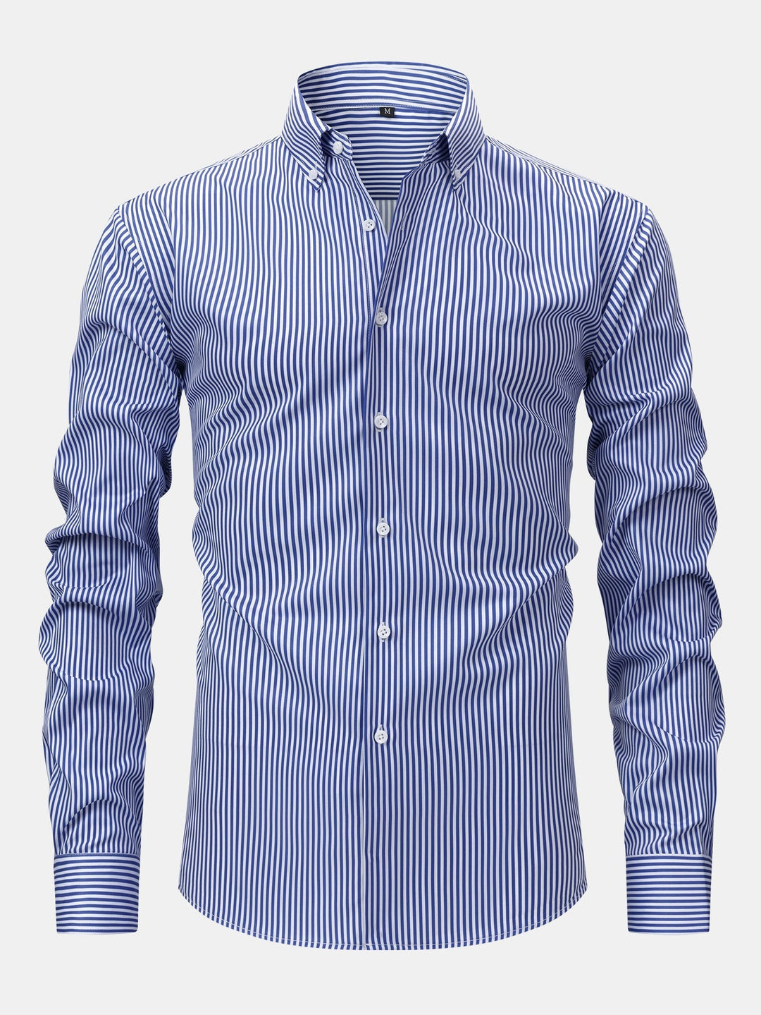 Chemise à rayures à manches longues avec boutons & Pantalon droit à taille élastique