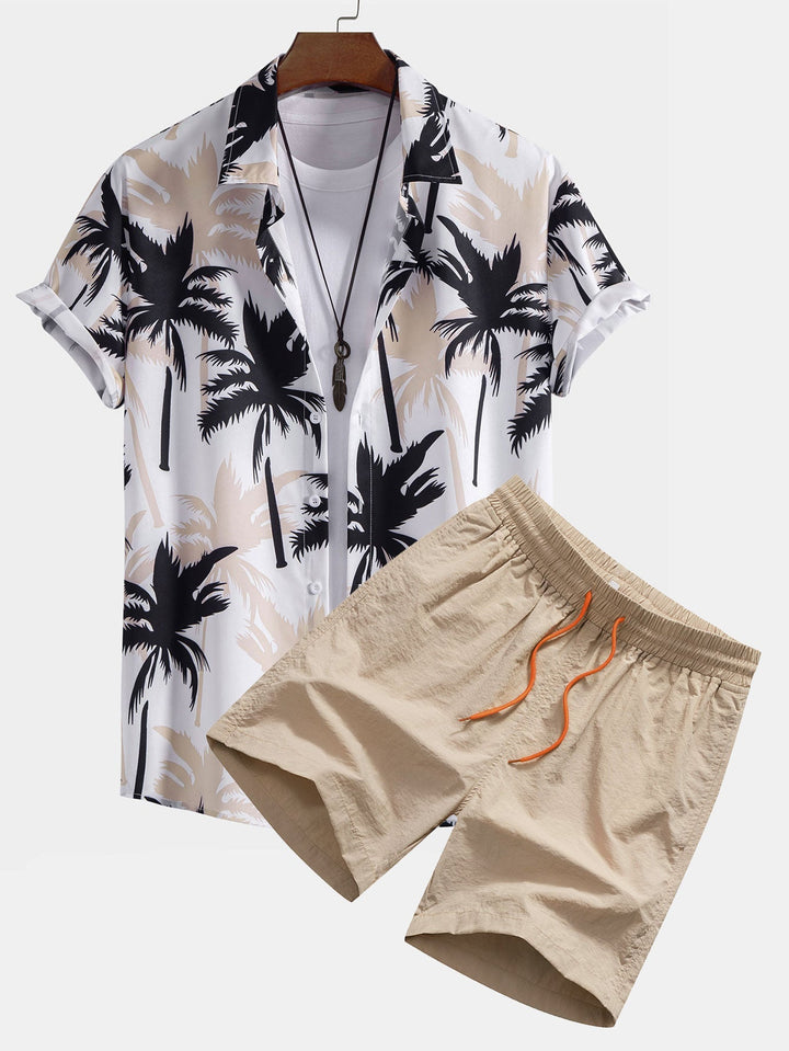 Palm Tree Imprimer Butt Up Shirts et Swim Shorts