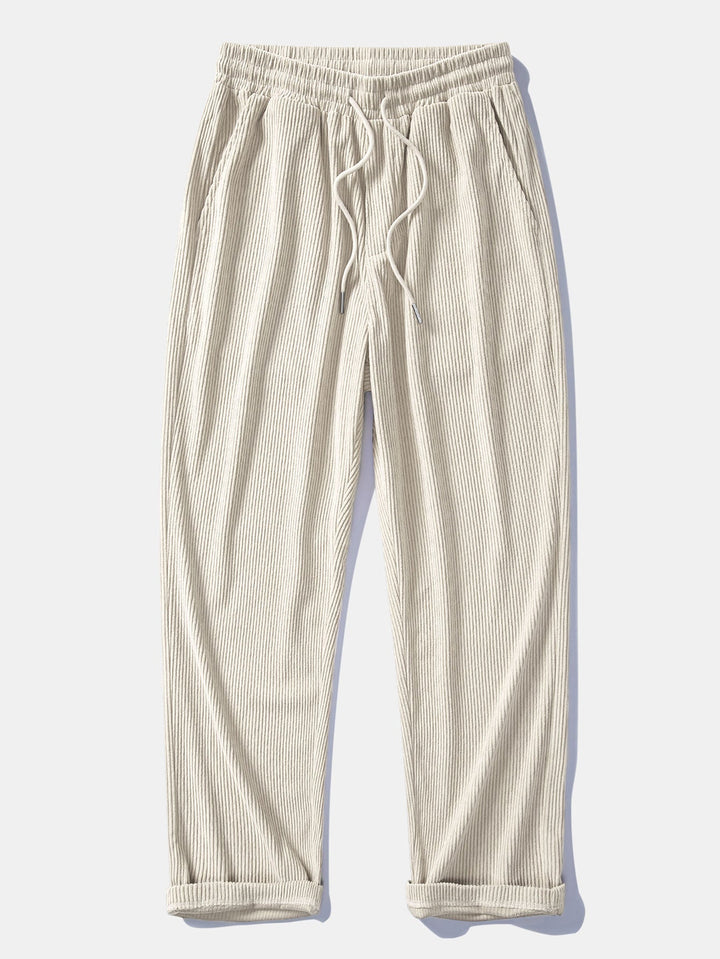 Chemise patchwork en velours côtelé et pantalon droit en velours côtelé