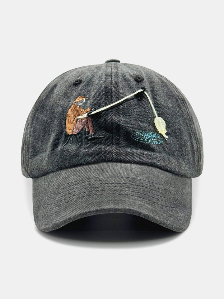 Casquette de baseball lavée brodée de pêche interactive