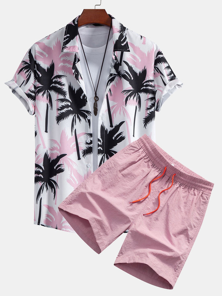 Palm Tree Imprimer Butt Up Shirts et Swim Shorts