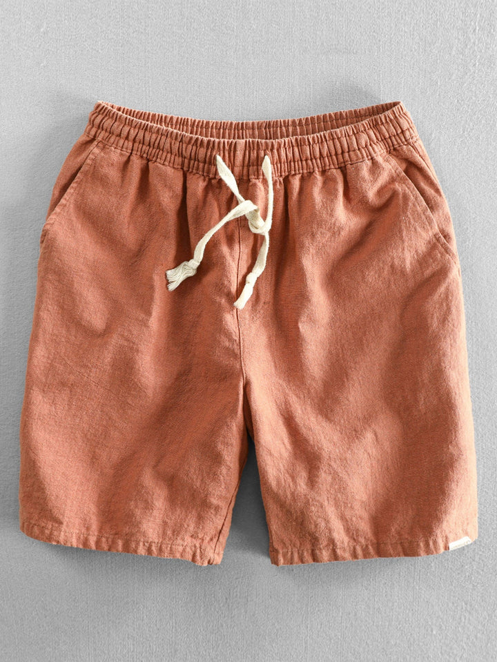 Shorts à cordon de mélange de coton en lin