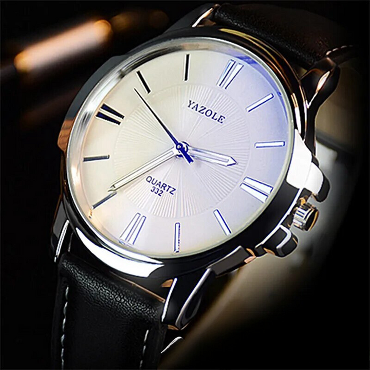 Montre en Cuir en Verre Bleu Luxueux™ - Olsen & Olsen