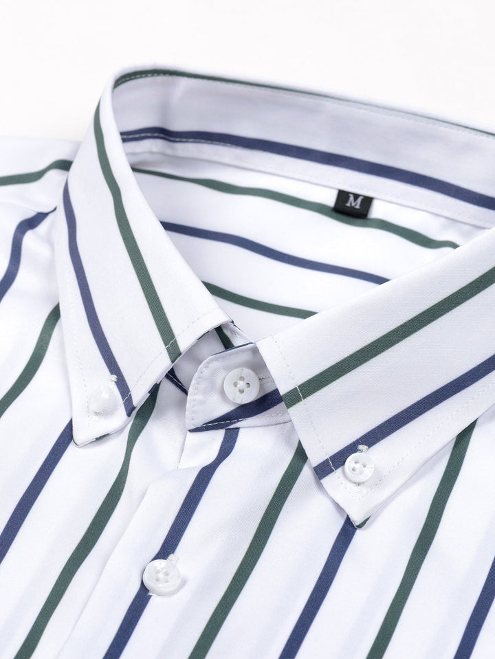 Chemise à rayures à manches longues avec boutons & pantalon fuselé slim fit