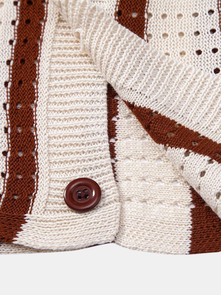 Chemise tricotée à œillets rayés