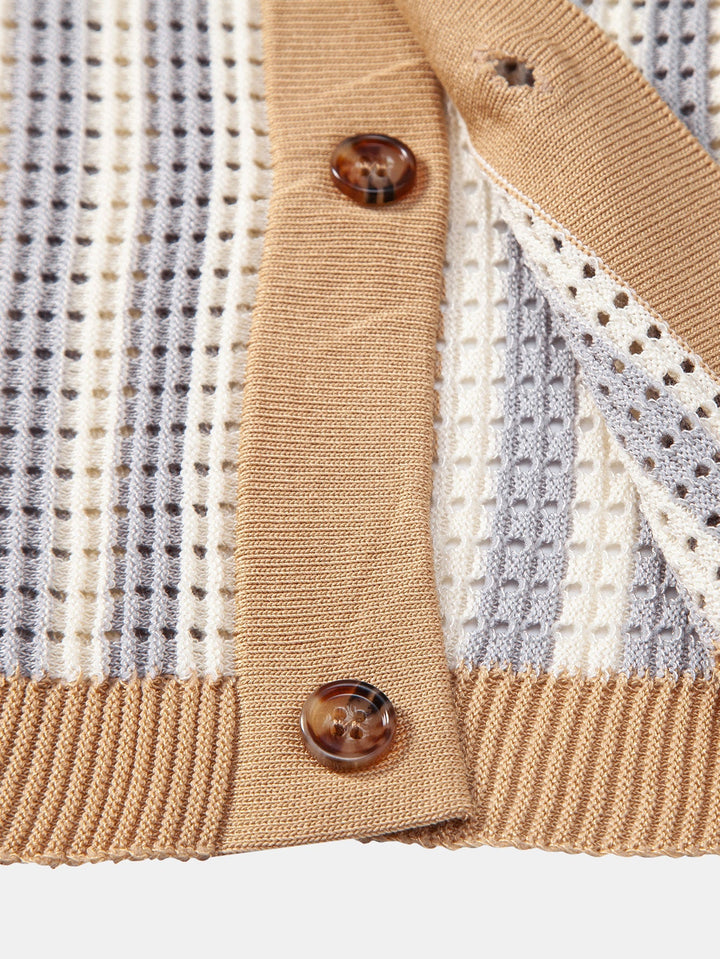 Chemise en crochet à œillets rayés