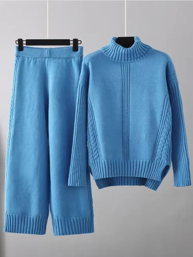 Scarlett | Ensemble de Pull en Tricot Col Montant Chic et Pantalons Amples