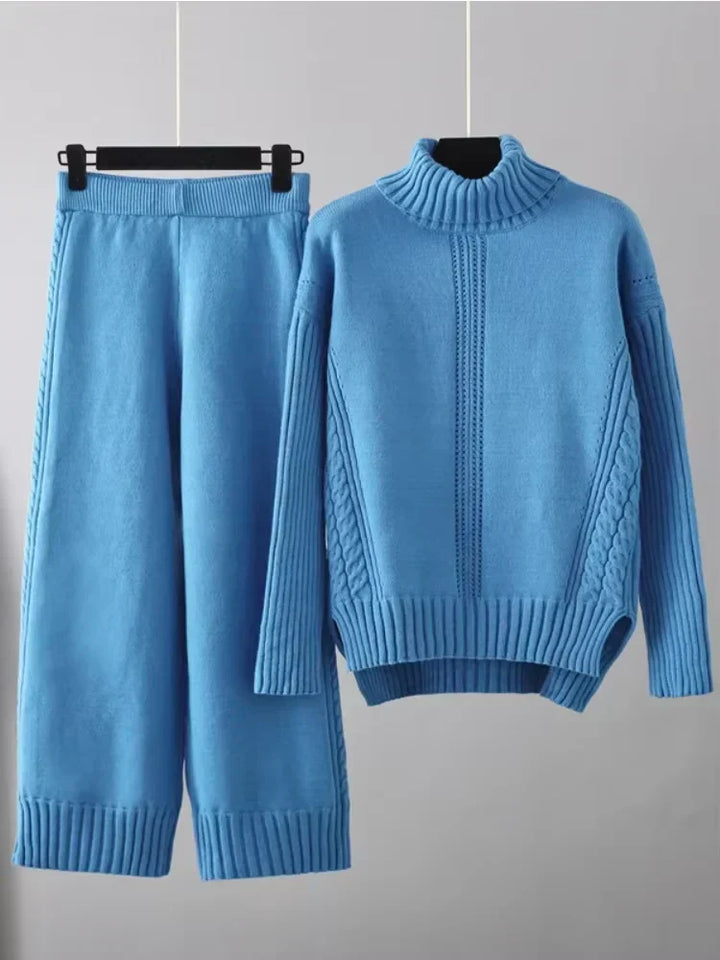 Scarlett | Ensemble de Pull en Tricot Col Montant Chic et Pantalons Amples