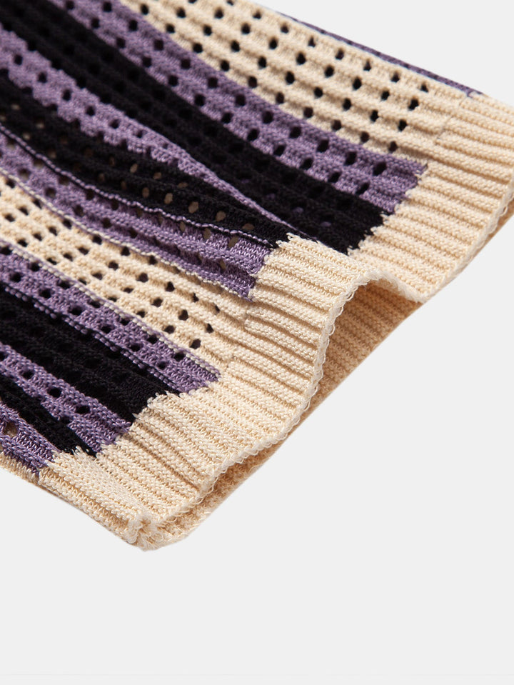 Chemise en crochet à œillets rayés