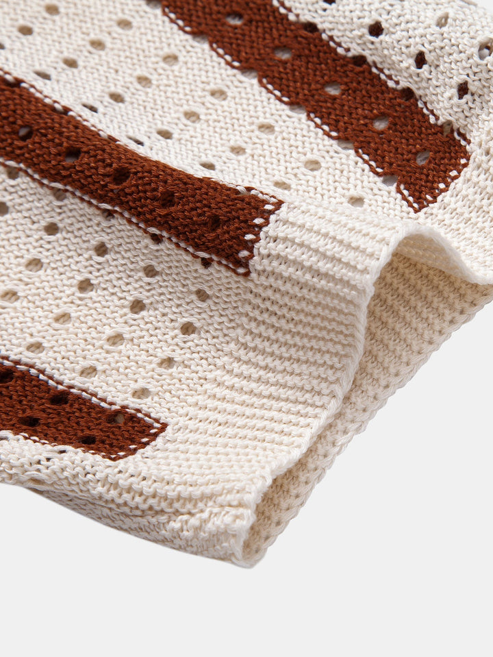 Chemise tricotée à œillets rayés