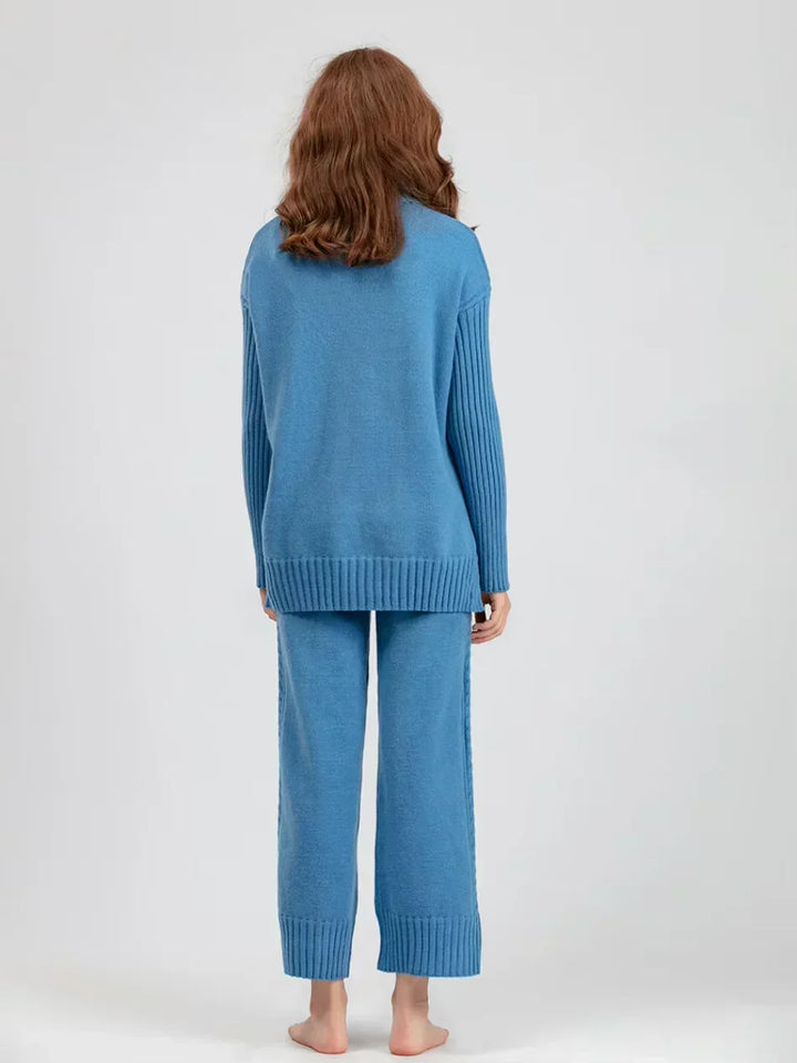 Scarlett | Ensemble de Pull en Tricot Col Montant Chic et Pantalons Amples