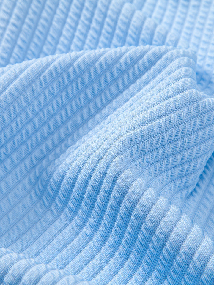 Chemise côtelée à col montant, coupe muscle, manches longues