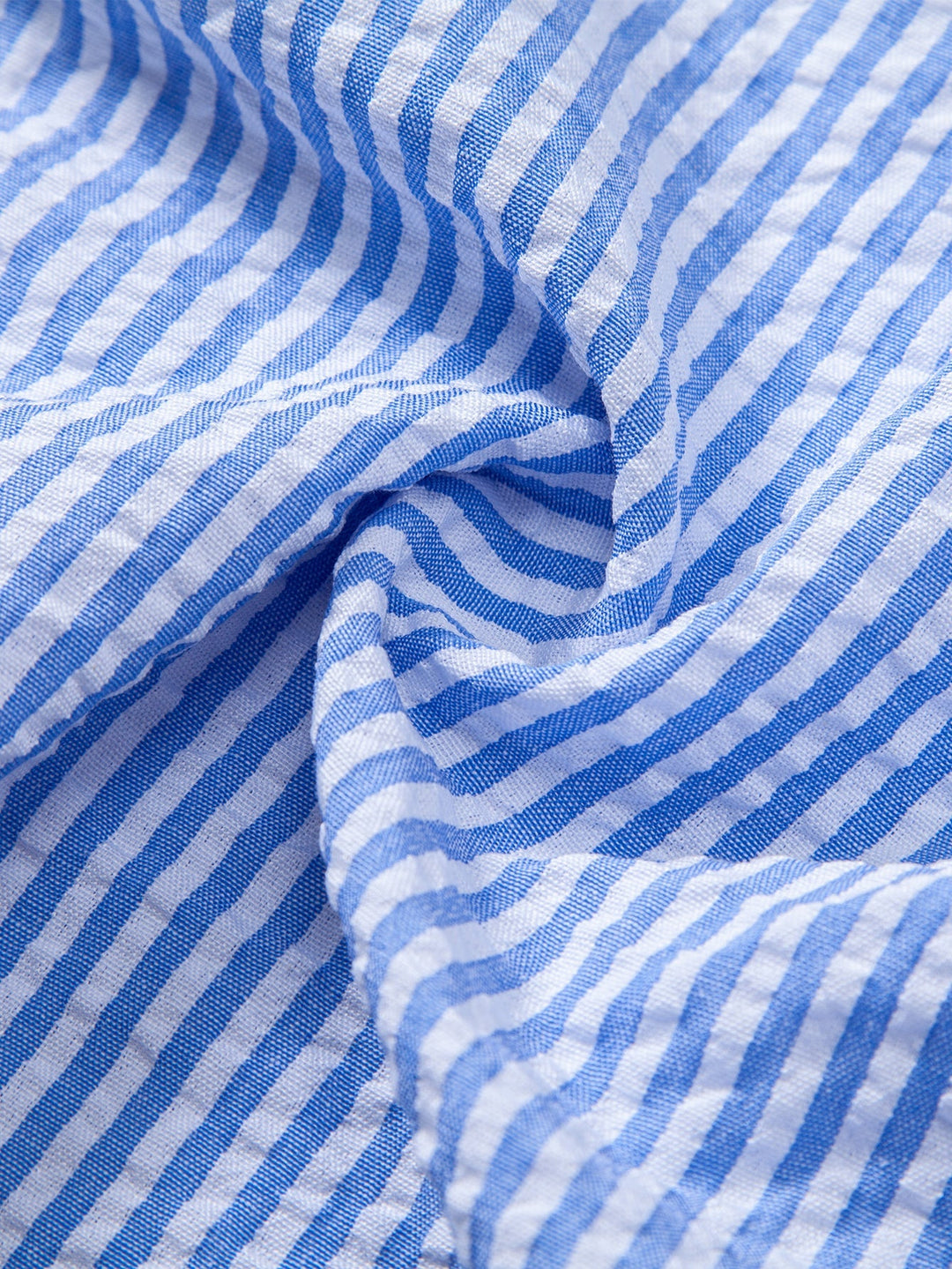 Chemise rayée en seersucker à col montant