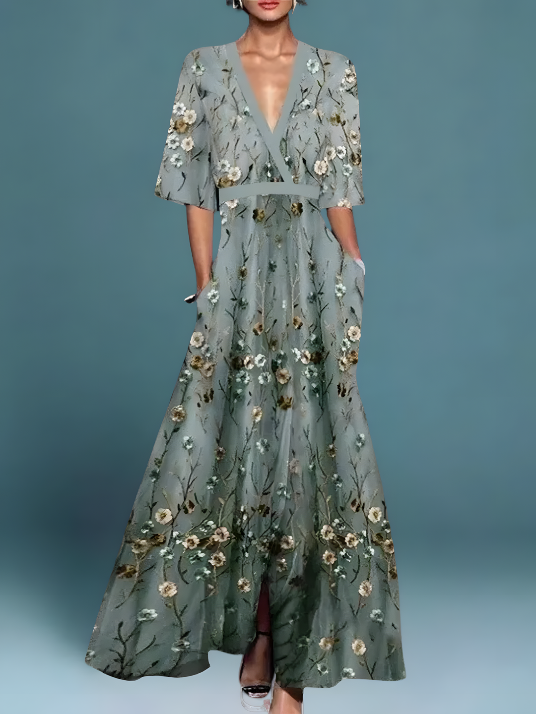 Elise™ | Robe Croisée Élégante avec Fleurs