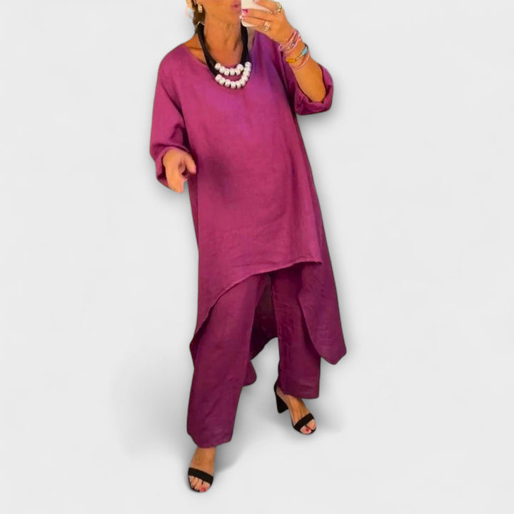 Tabea - Robe en Lin avec Décolleté Rond