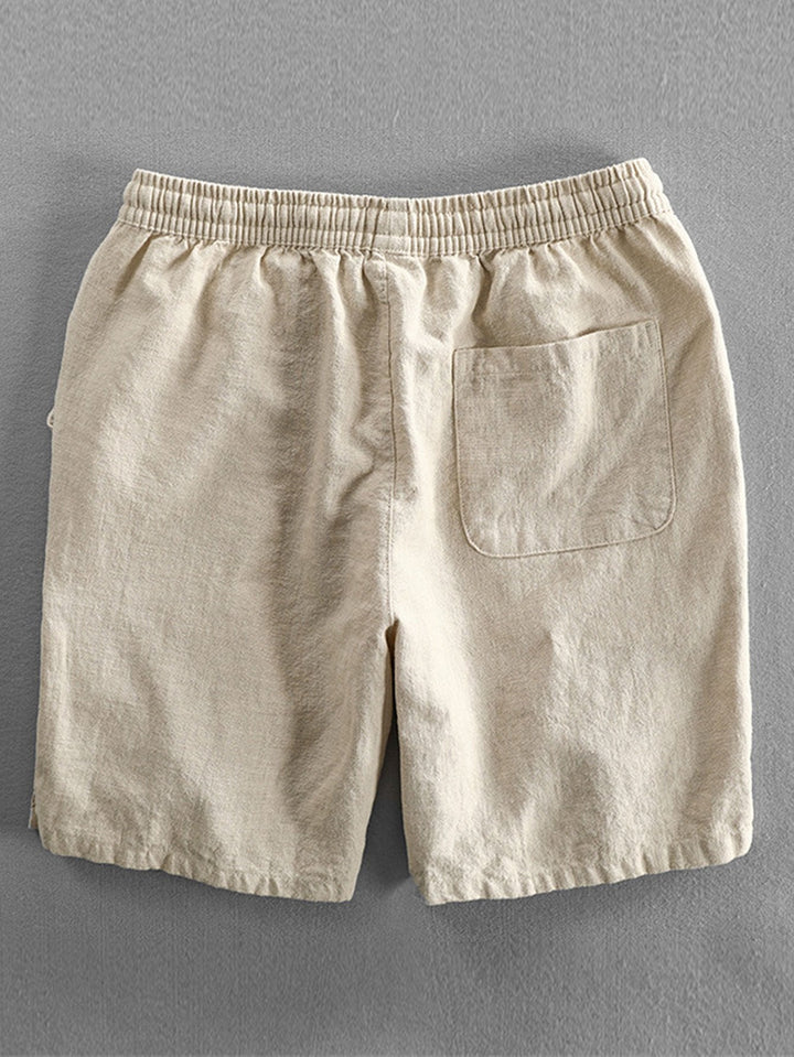 Shorts à cordon de mélange de coton en lin